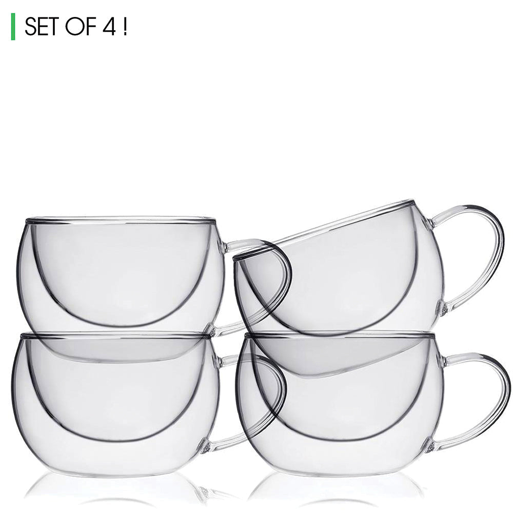 Double Wall Glass Coffee Mugs 11 Oz Clear Set of 4 -  Norway