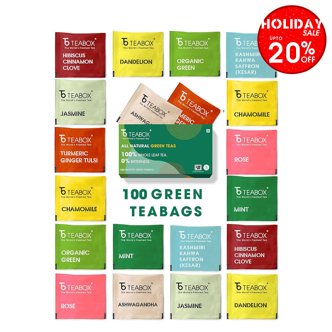 Teabox Green Tea Sampler Pack (100 Teabags)