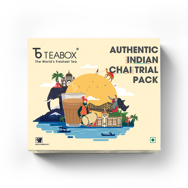 Authentic Indian Chai Complete Trial Pack (Free Valencia Glass Teacup & Ideal Teaspoon) -