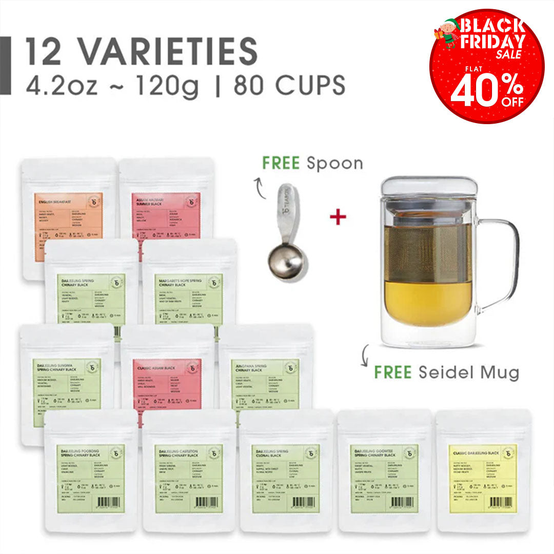 Indian Whole Leaf Trial Pack (Free Seidel Glass Tea Mug With Infuser & Ideal Teaspoon)