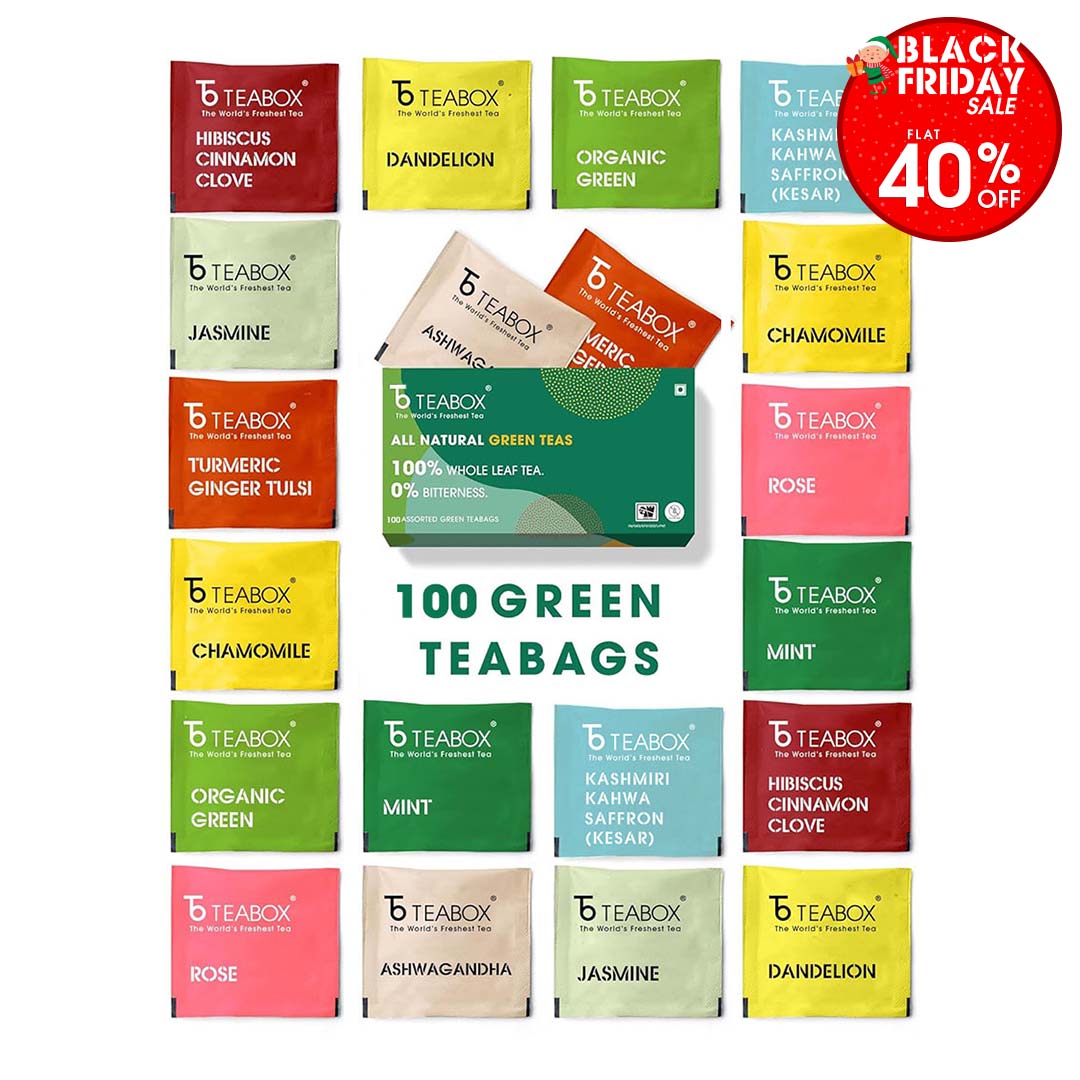 Teabox Green Tea Sampler Pack (100 Teabags)