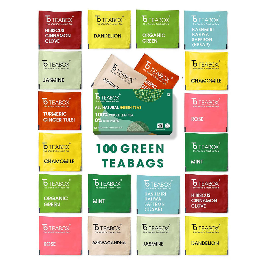 Teabox Green Tea Sampler Pack (100 Teabags)