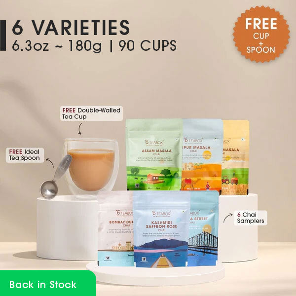 Authentic Indian Chai Mini Trial Pack (Free Valencia Glass Teacup & Ideal Teaspoon)